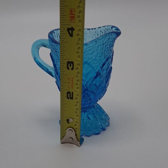 Kanawha Blue Pressed Glass Miniature Pitcher Toothpick Holder Decorative Accent - Picture 2 of 12